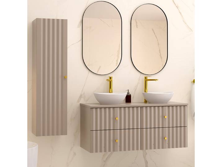 Ensemble meuble double vasque 120cm et colonne Izae Cachemire