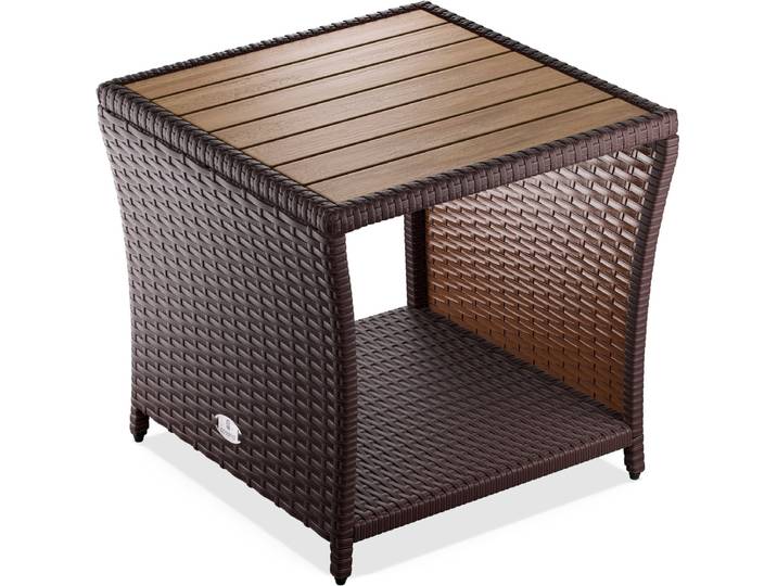 Casaria Bijzettafel - Polyrattan Vierkant 45x45x40cm - Bruin