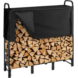 VEVOR Metall Kaminholzregal, 122x32x118 cm Brennholzregal, Kaminholzunterstand aus Vierkantrohr, max. Tragkraft 181 kg, Feuerholzregal, Kaminholzlager, Stapelhilfe für Veranden, Terrassen, Gärten