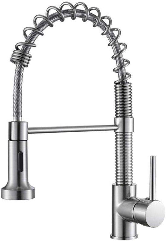 Famanu ausziehbarer Küchenarmatur mit modernem Design - Schwarz Nickel, 1/2 Zoll Anschluss
