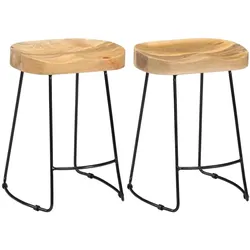 Helloshop26 - Set aus zwei Designer-Barhockern Stuhlsitz massives Mangoholz