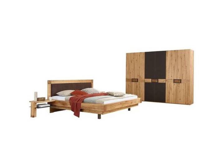 Valnatura Schlafzimmer, Eiche, Dunkelgrau, Holz, Glas, Kerneiche, massiv, 6 Fächer, 180x200 cm, Dgm, Made in Germany, Beimöbel erhältlich, umfangreiches Zubehör in verschiedenen Größen erhältlich,gepolstertes Kopfteil, erhältlich,Typenauswahl, Holz-Dekoren erhältlich, Schlafzimmer, Schlafzimmer Komplett
