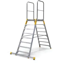 Podestleiter, Aluminium, ALVE FORTE, 2x8 Sprossen, Plattformhöhe 1,68 m