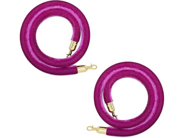 2er-Set Samt-Absperrseile, Goldhaken, 5 Farben, 12 Längen, 32 mm Weicher Samtbezug mit Schaumstoffkern für Verkaufstheken, Hochzeiten, Hotels, Schulen, Veranstaltungen und Warteschlangen