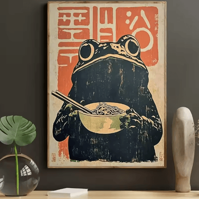 Inspire Picks Retro Japanese Frog Ramen Canvas Art Quirky Art Deco Wall Decor zlh4252 20x30cm Unframed