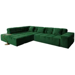 KAWOLA Sofa NEVADA Ecksofa Velvet smaragd Recamiere links