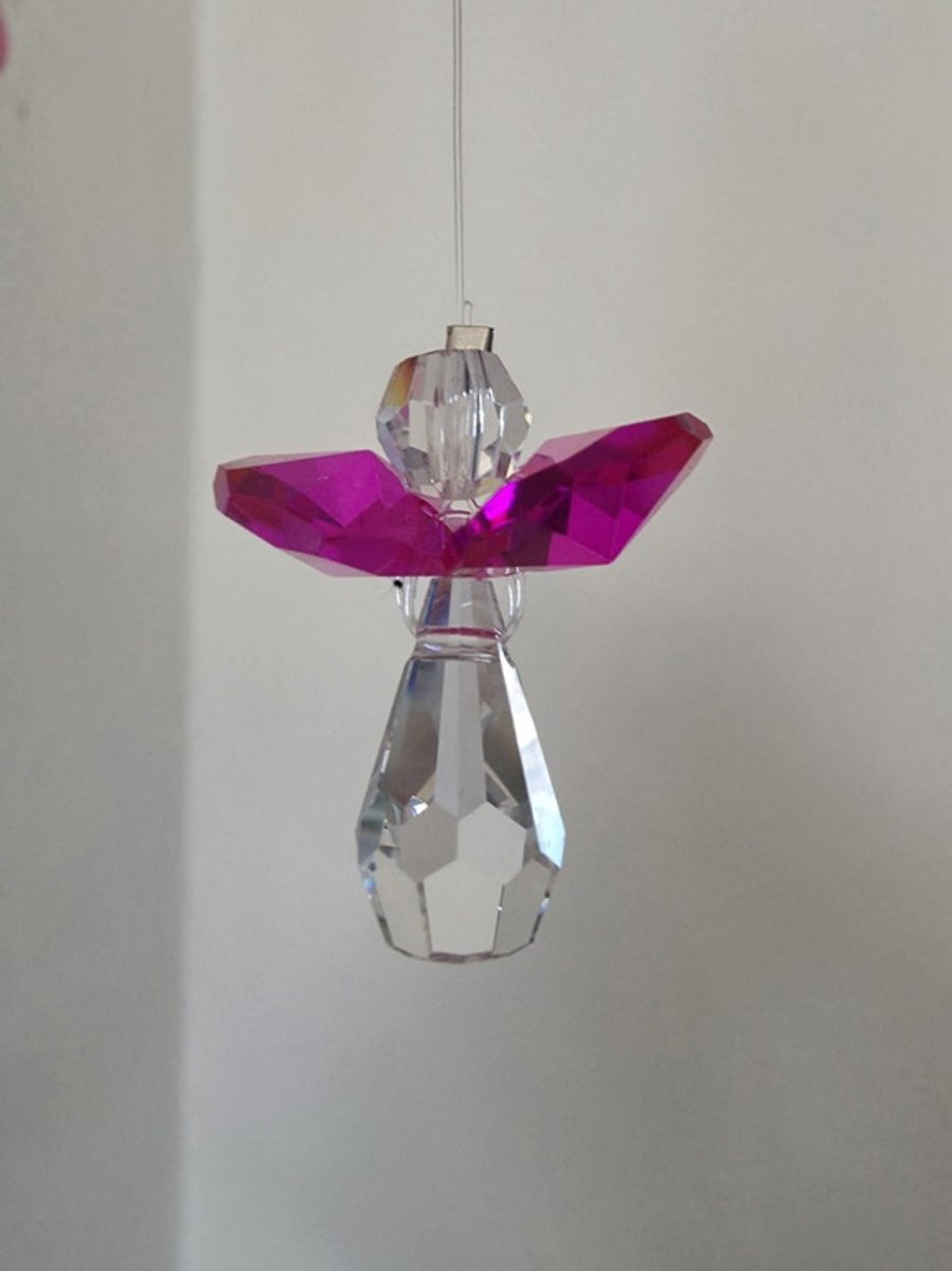 CrystalDesign Beschermengel Raamhanger Fuchsia met Swarovski kristal