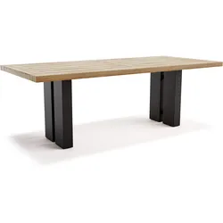OUTFLEXX Bob Esstisch, natur/anthrazit, Alu/recycled Teak, 220 x 100 cm, rustikal gebürstet