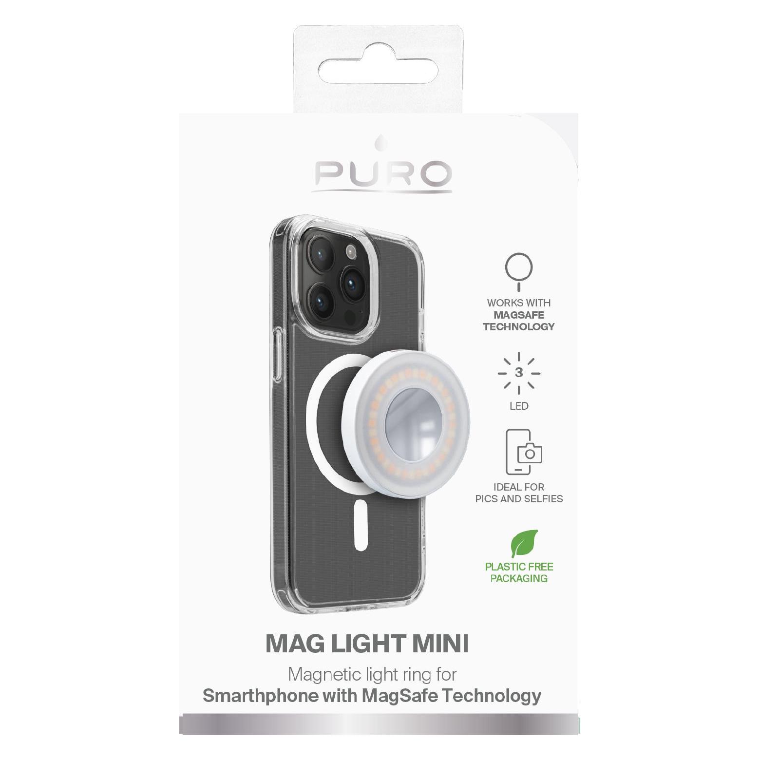 Puro MagSafe MagLight Mini Leuchtring für Fotos und Videos (PULMAGMINI1WHI)
