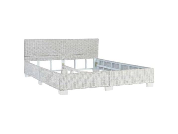 vidaXL Bettgestell Rustikal Bett Doppelbett Schlafzimmerbett Bettrahmen Schlafzimmermöbel Ehebett Rattanbett Grau Natur Rattan 160x200cm