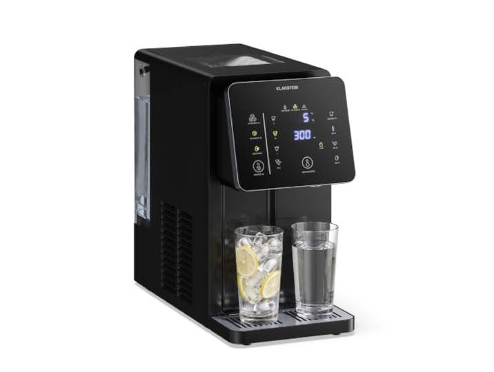 Klarstein NeoChill Eiswürfelbereiter & Wasserspender – 3,5 l, 12 kg Eis/24 h, warmes und kaltes Wasser, Eis in Bullet-Form, Touch-Display, Kindersicherung