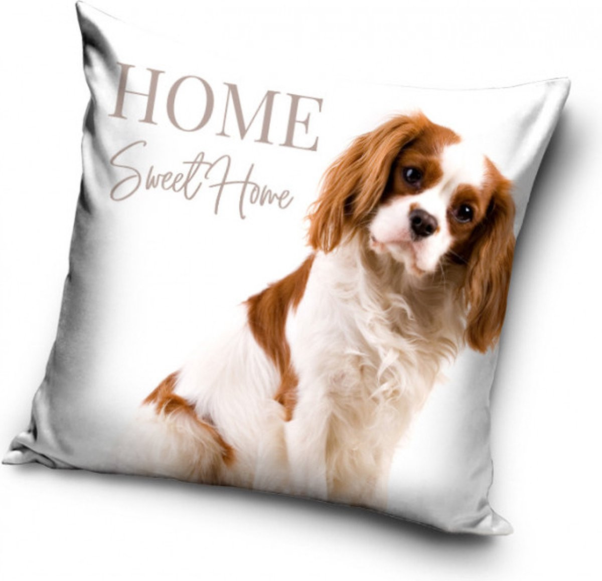 Cavalier-kingcharlesspaniël Home sweet home sierkussensloop 40 x 40 cm
