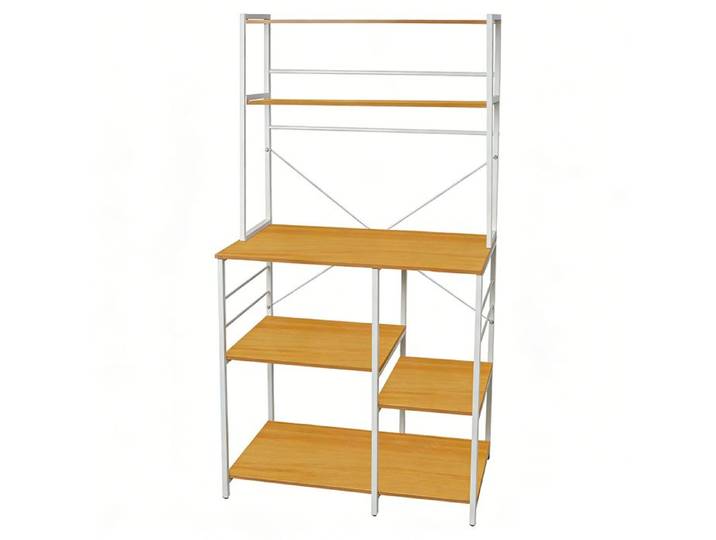 JEOBEST Étagère de Cuisine Support pour Micro-Ondes Desserte de Cuisine 90 × 40 × 168cm Meuble de Rangement Salon Noyer
