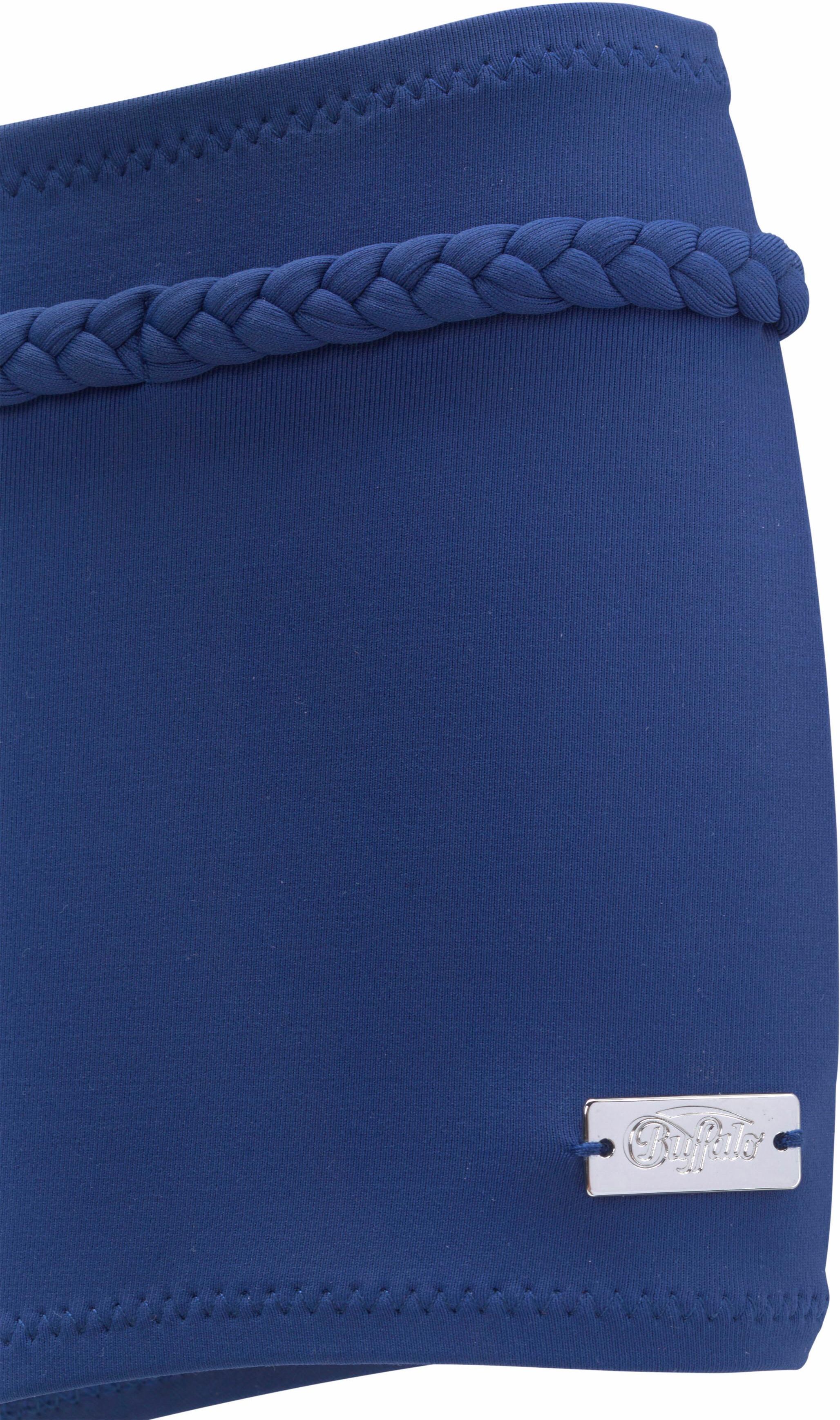 Bikini-Hotpants BUFFALO "Happy", Damen, Gr. 40, N-Gr, blau, Microfaser, Microfaser, Polyamid, unifarben, Badehosen Bikini-Hotpants, mit geflochtenem Ziergürtel