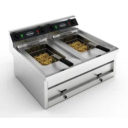 Chefgastro Elektro Tischfritteuse 2x12Liter 2x6KW BxTxH 800x700x328mm