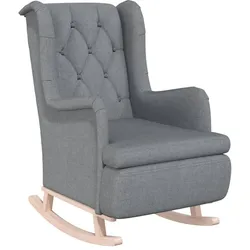 Décoshop26 - Moderner Lounge-Sessel mit Schaukelbeinen aus Gummibaumholz und hellgrauem Stoff DEC026826 DEC026826