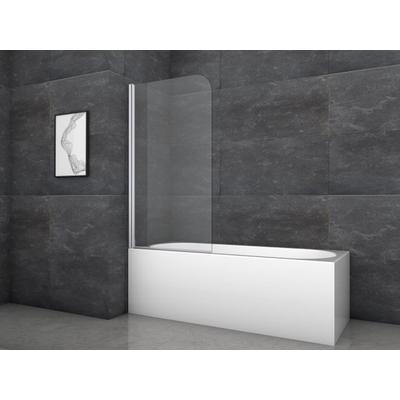 Badewannenfaltwand MARWELL "Silver Glow", transparent, B:80cm H:140cm T:10cm, Duschwände, Einflügelig, mit Aluminiumprofil