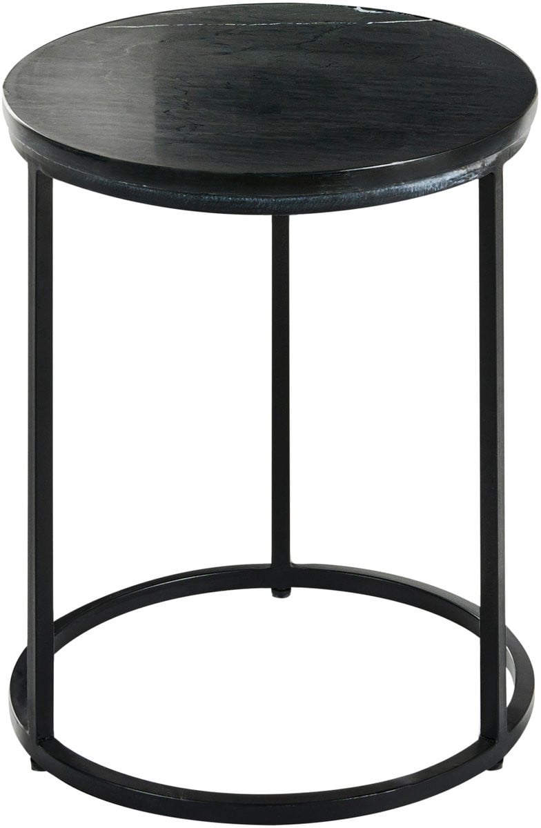 Beliani Tyrell Bijzettafel met zwart keramisch marmeren tafelblad en metalen frame, ø 40 cm