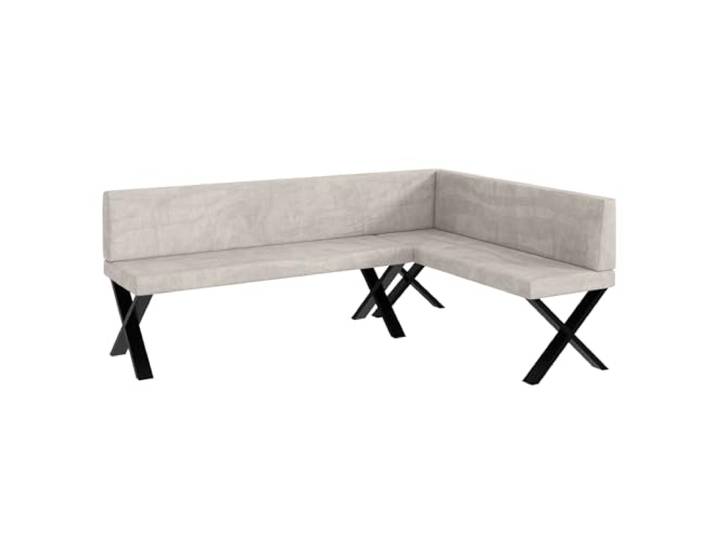 MEBLINI Eckbank für Esszimmer - Küchenbank - Essecke - Sitzecke Küche - Toni - X-Beine 142x196x87cm Rechts - Beige Samt