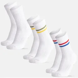 TENNIS CREW SOCKEN - 3-Pack - Grüne/Gelbe Streifen | Rote/Blaue Streifen | Weiß - 48-51
