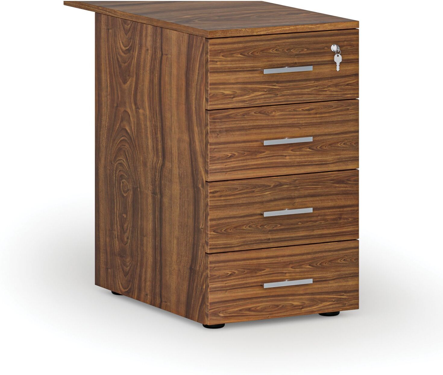 B2B Partner Schreibtischcontainer PRIMO WOOD, 4 Schubladen, Nussbaum