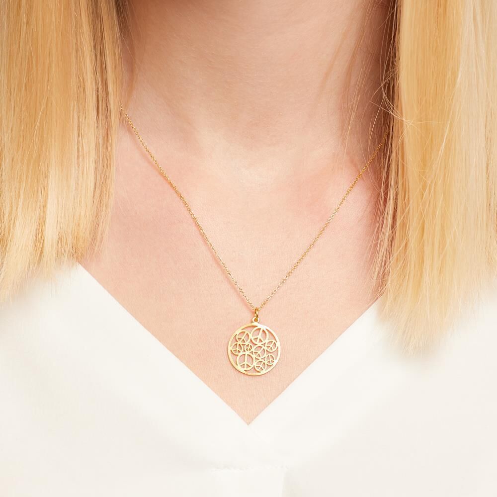 Unique Silberkette vergoldet Anhänger Peace gold
