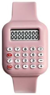 Fusion Finds Calculator Watch Digital Kids Watch With LED Backlight Date Alarm Rubber Strap For Boys & Girls pink