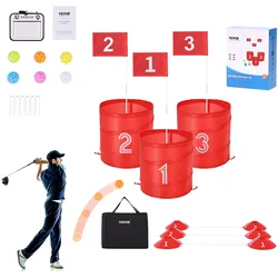 VEVOR Golfspiel Set, 3-Loch-Golfplatz, Übungsspiele für Golf im Eimer, Golf-Chipping-Spiel für den Außenbereich, tragbares Outdoor-Golfspiel für Rasen, Hof, Camping, Park, Strand