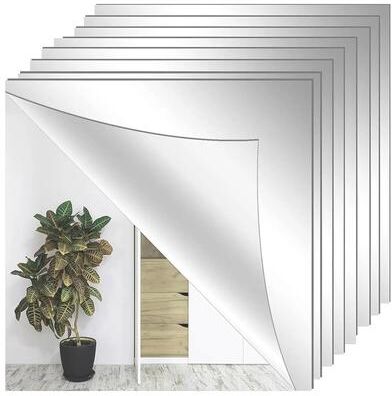 Fusion Finds Shatterproof Full Length Mirror Frameless Acrylic Wall Mirror For Bedroom And Home Gym 8pcs