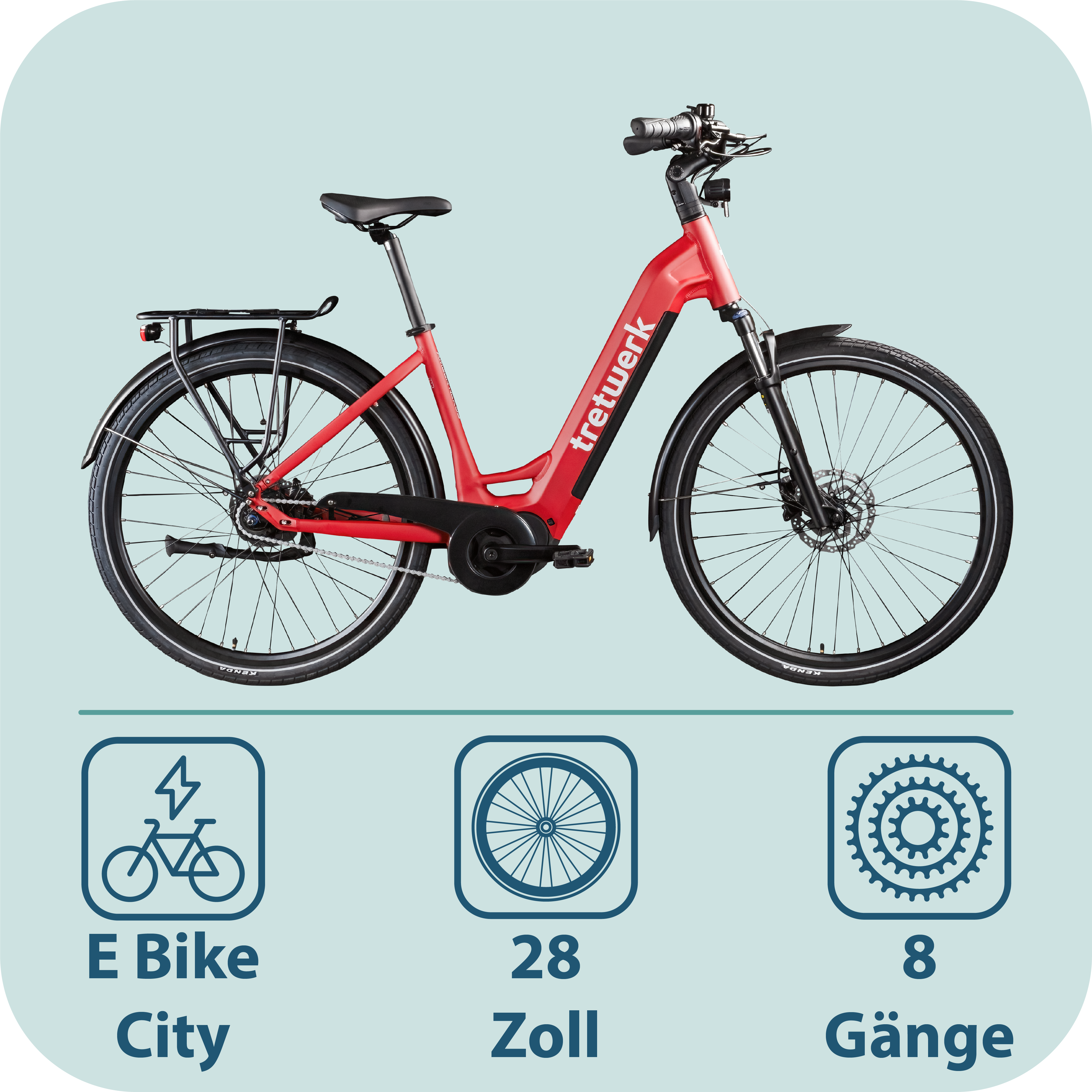 E-Bike TRETWERK "Amber Nexus" Gr. 48, rot, Elektrofahrräder, 48cm, 28 Zoll (71,12cm), E-Bike, Tretwerk Amber Nexus E Bike Damen 28 Zoll Elektrofahrrad 155 - 185cm