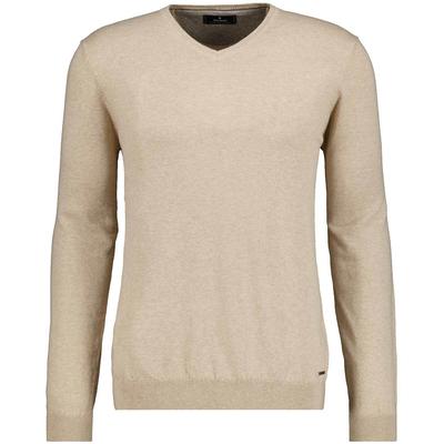 V-Ausschnitt-Pullover RAGMAN, Herren, Gr. 56, beige (beige, melange, 820), Strick, 95% Baumwolle, 5% Kaschmir, V-Ausschnitt, Pullover