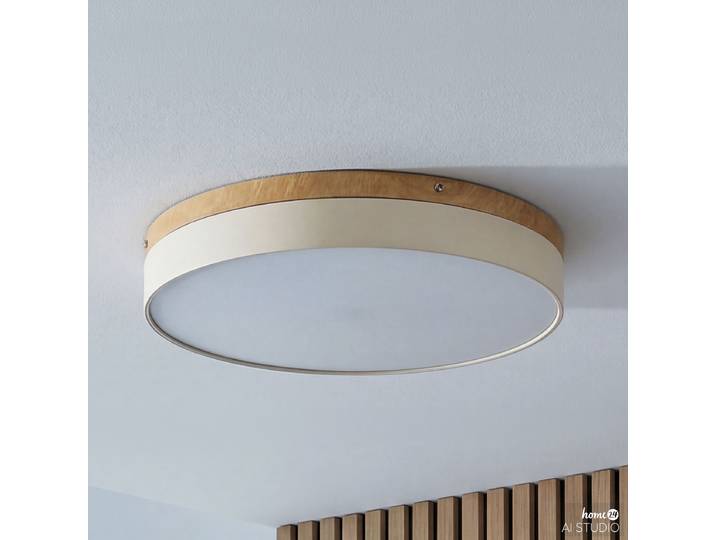Plafonnier ILUMO 50 x 8 x 50cm Beige/Beige Abat-jour : Fer, thermolaqué Piètement : Fer, imprimé LED Module LED