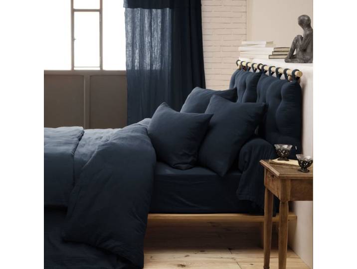 Drap housse en coton bleu 180x200 cm