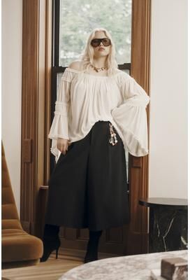 Plus Size Women's Pleated Wide-Leg Culottes by June & Vie in Black Onyx (Size 12 W)