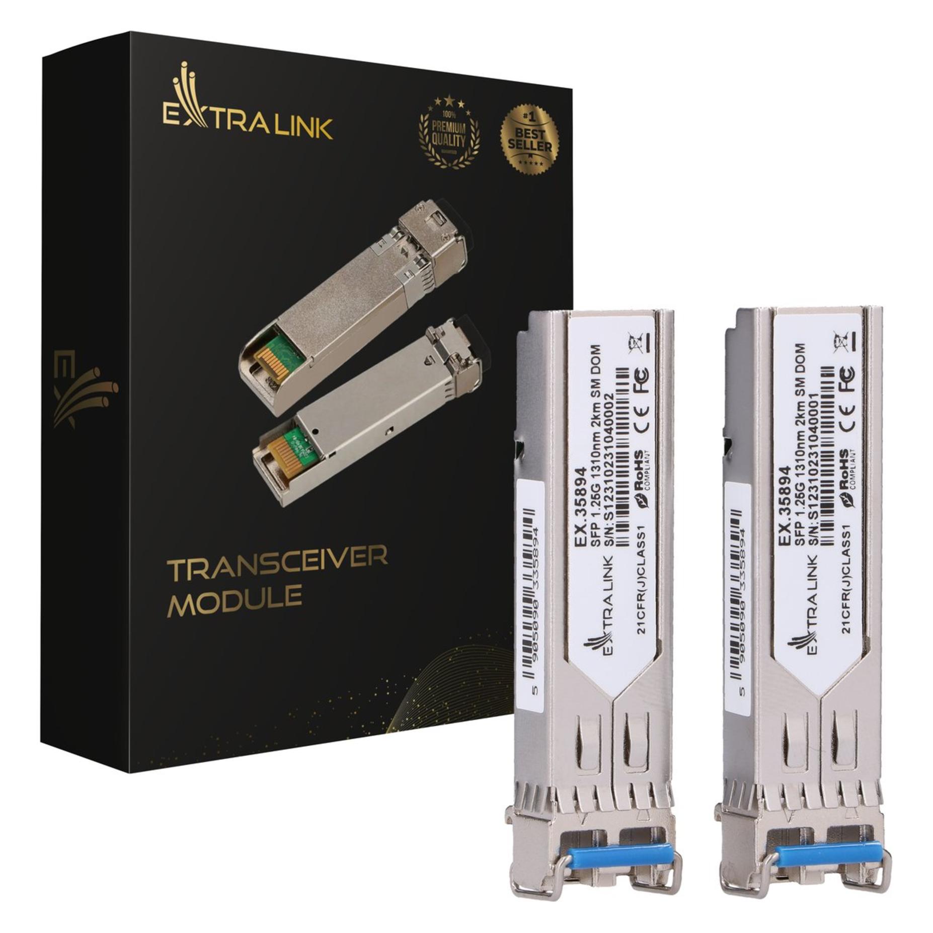 Extralink SFP 2-pack | SFP Módulo |, LC/UPC, 1310nm,, single mode, DOM (EX.35894)