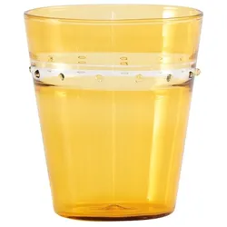 Zafferano Glas mit Kugeln, mundgeblasenes Borosilikatglas, 4er-Set, goldgelb, stapelbar, handgefertigtes Design