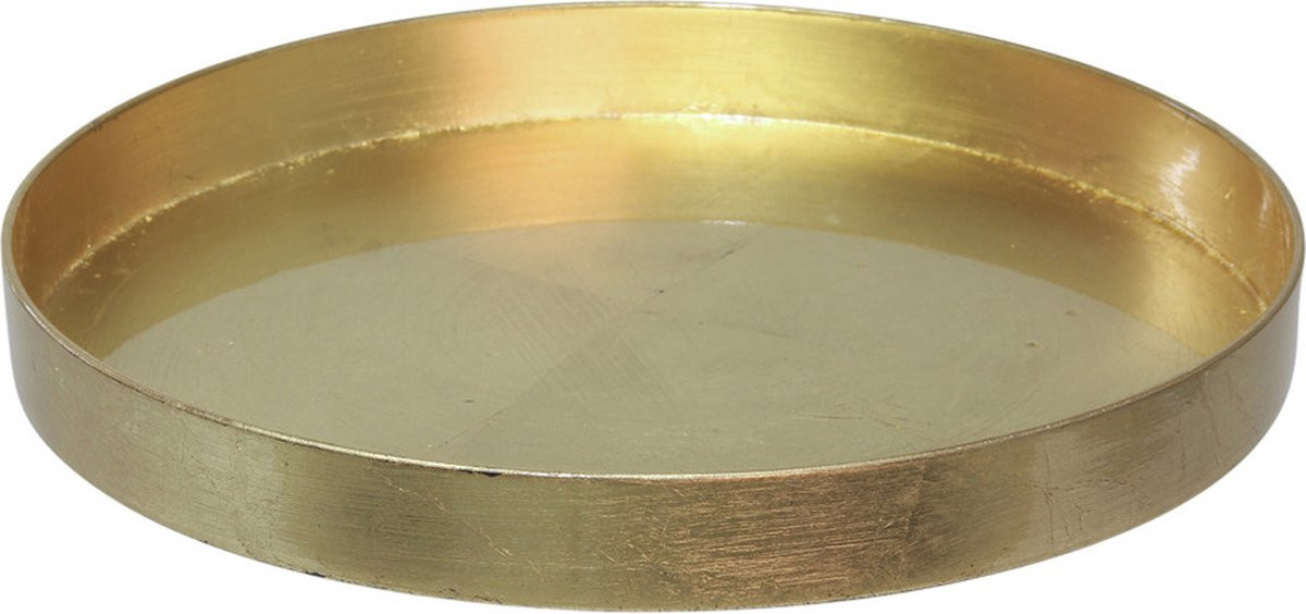 Othmar Decorations Rond Dienblad/kaarsenplateau - Goud - Diameter: 27 cm
