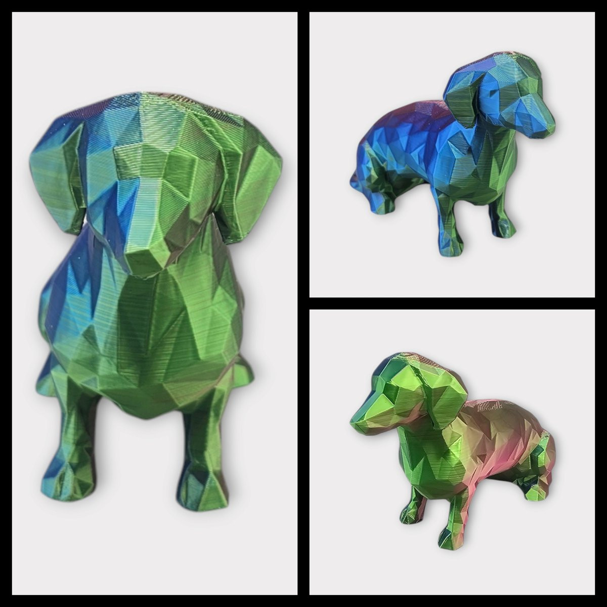 Layerzz Geometrisch Tekkel Beeldje - Kleurveranderend 3D-geprint Decoratieobject - Groen Blauw Paars