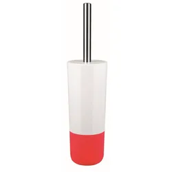 Spirella WC Bürste Klobürste Toilettenbürste hochwertig „Moji“ mit hygienischem Behälter Weiß/Rot