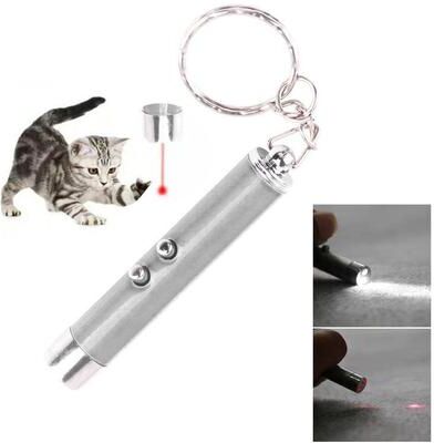 Inspired Deals Interactive Cat Laser Toy Pen Portable Pet Laser Pointer For Cats And Kittens silver