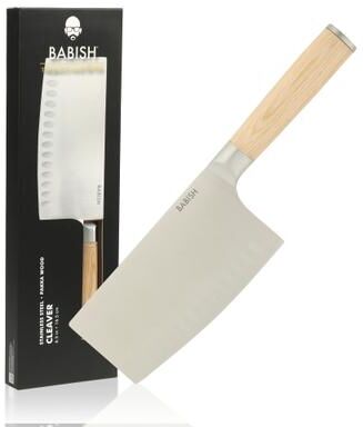 Babish High Carbon 1.4116 German Steel Full Tang 6.5-Inch Forged Cleaver Knife - for Heavy-Duty Chopping and Slicing