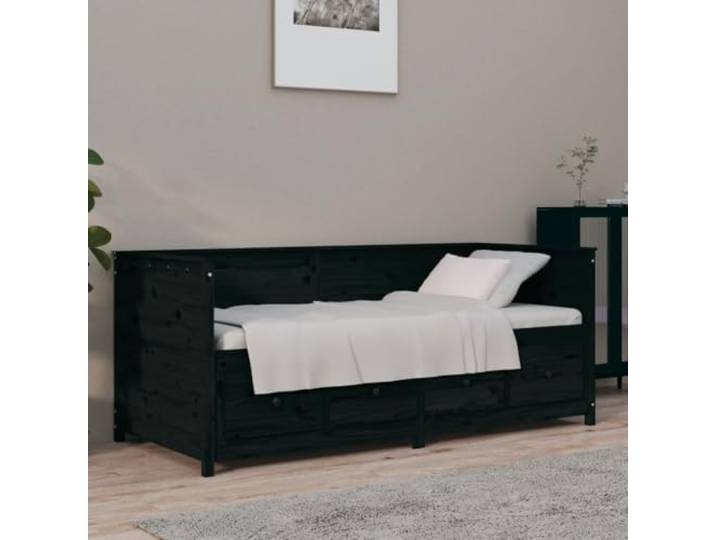 Massives Kiefernholz Tagesbett mit Schubladen Gästebett Sofa schwarz 90x190 Tagesbett Schwarz 90x190 cm Massivholz Kiefer Gästebett mit Schubladen Sofa Schlafcouch für Wohnzimmer Gästezimmer