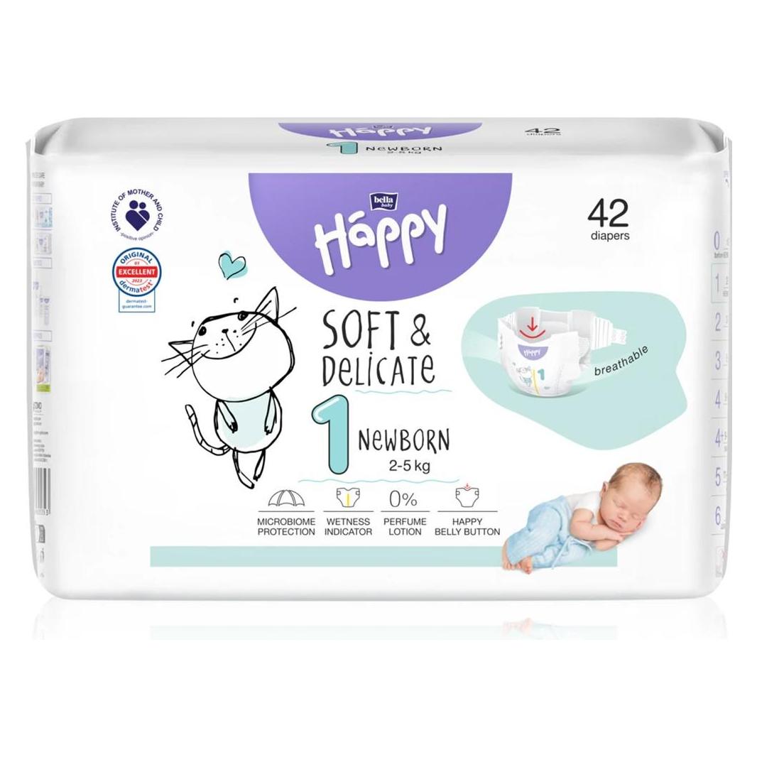 Bella Happy Bella Soft&Delicate Size 1 Newborn Disposable Diapers 25 Kg 42 Pcs (Gr. 1, 42 Stk.) (52787253)