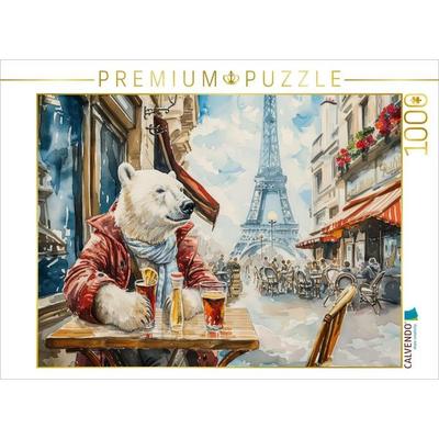 CALVENDO Puzzle Eisbär Eik im Straßencafè in Paris in Frankreich | 1000 Teile Lege-Größe 64x48cm Foto-Puzzle für glückliche Stunden, Sonstige von ,
