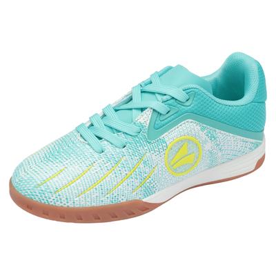 Indoorschuh JAKO "J-SI VINI", Mädchen, Gr. 32, atmungsaktiv, blau (ocean, neon gelb), Synthetik, Schuhe, Hallenschuh, Fussballschuh, Sportschuhe, nicht abfärbende Sohle