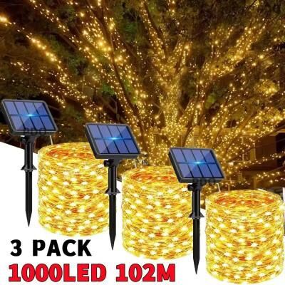 Inspired Living SolarGlow Pro Outdoor LED String Lights Waterproof Garden Fairy Lights For Patio, Party & Christmas white 52m 500led