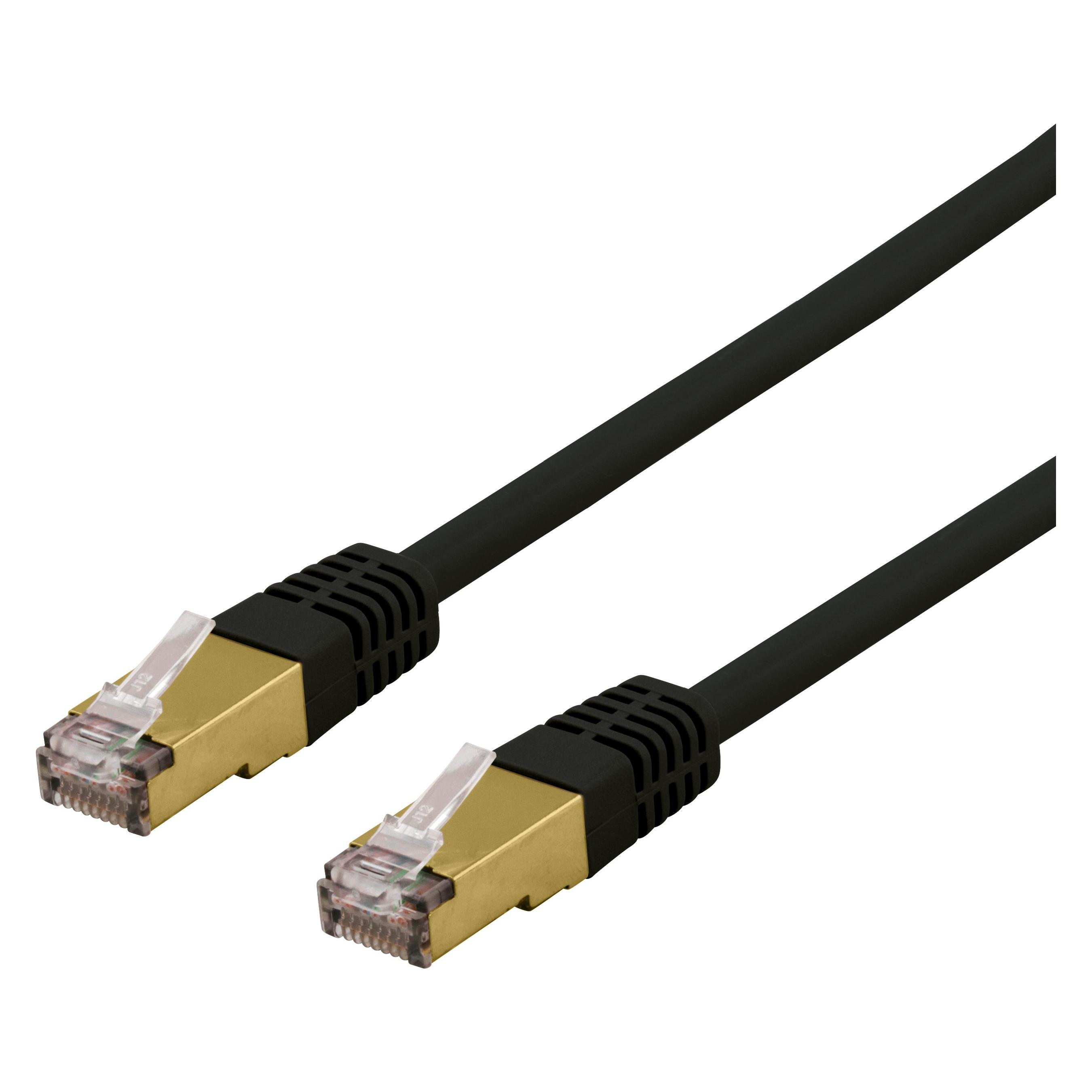 Deltaco S/FTP Cat6a patch cable delta cert LSZH 1m black (S/FTP, CAT6a, 1 m) (SFTP-61SAH)