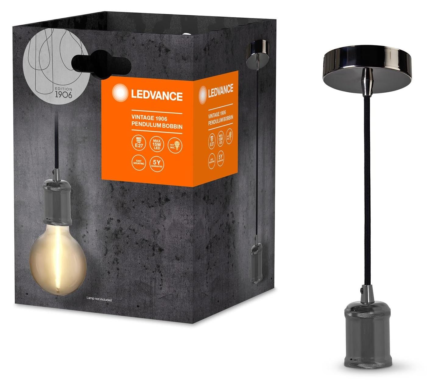 LEDVANCE Vintage 1906 BOBBIN hanglamp, gunmetal, E27 fitting
