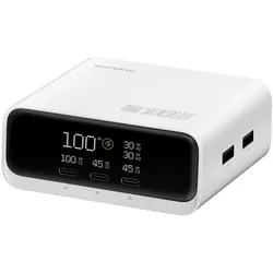 4smarts Desk Charger GaN Screen (100 W, 5 Ports), USB Ladegerät, Weiss