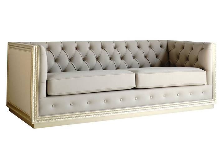 Xlmoebel 3-Sitzer Elegantes Sofa im Barockstil aus Leder und Echtholz, Sofa 1 Teile, Hergestellt in Europa